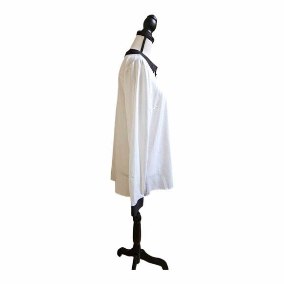 NWT Worthington White with Black Long Sleeve Button-Down Shirt Size XL - Picture 3 of 13